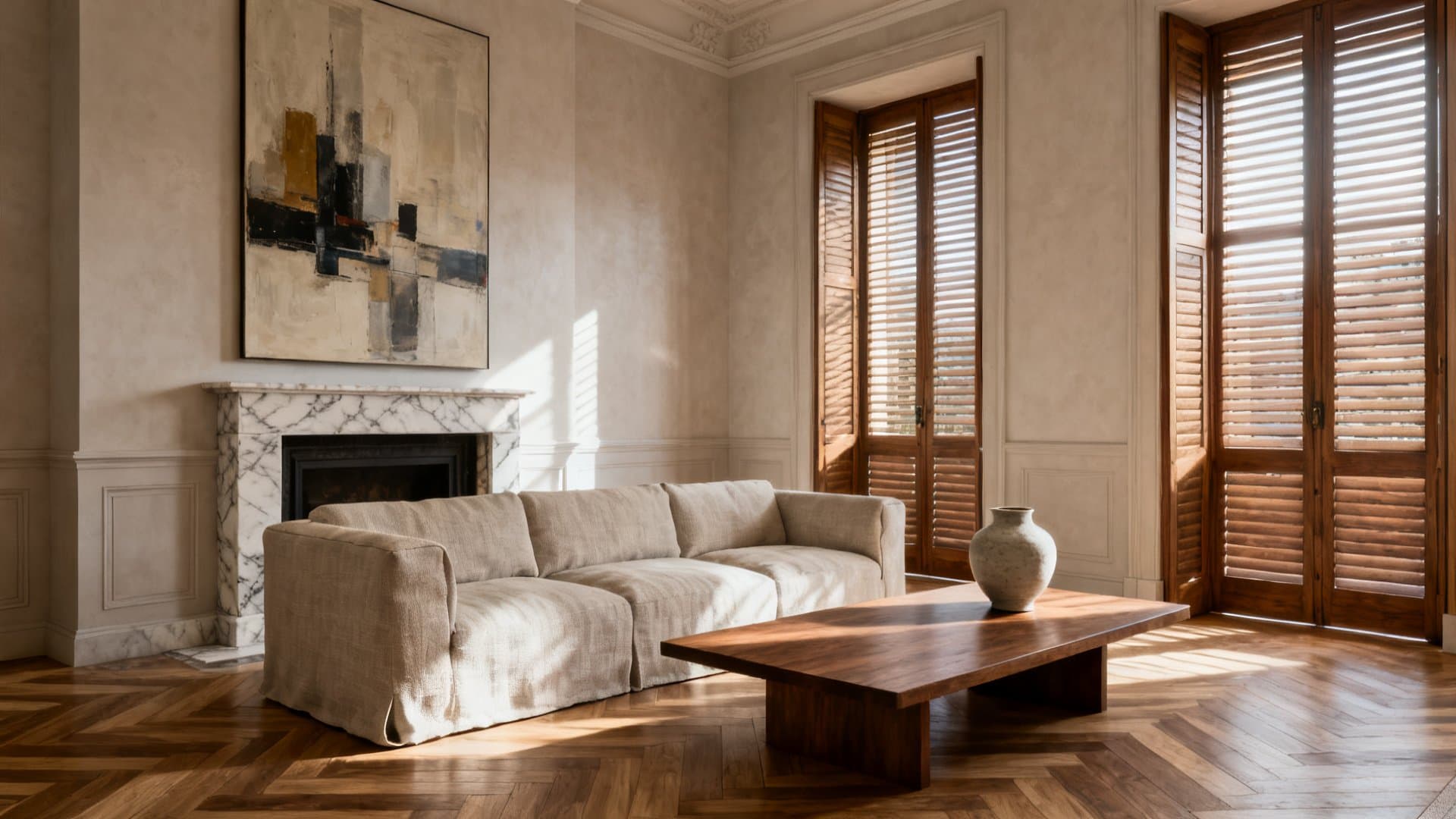 Virtual staging immobiliare applicato a un salone milanese moderno con VisioCasa