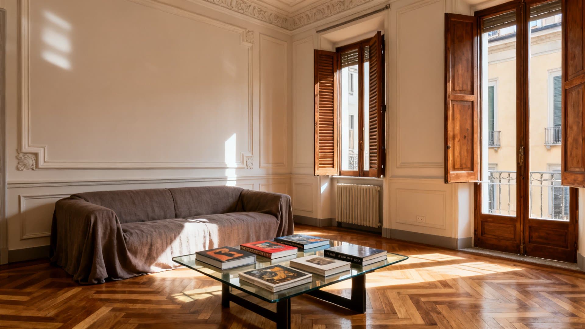 Virtual staging appartamenti che trasforma un salone milanese con VisioCasa