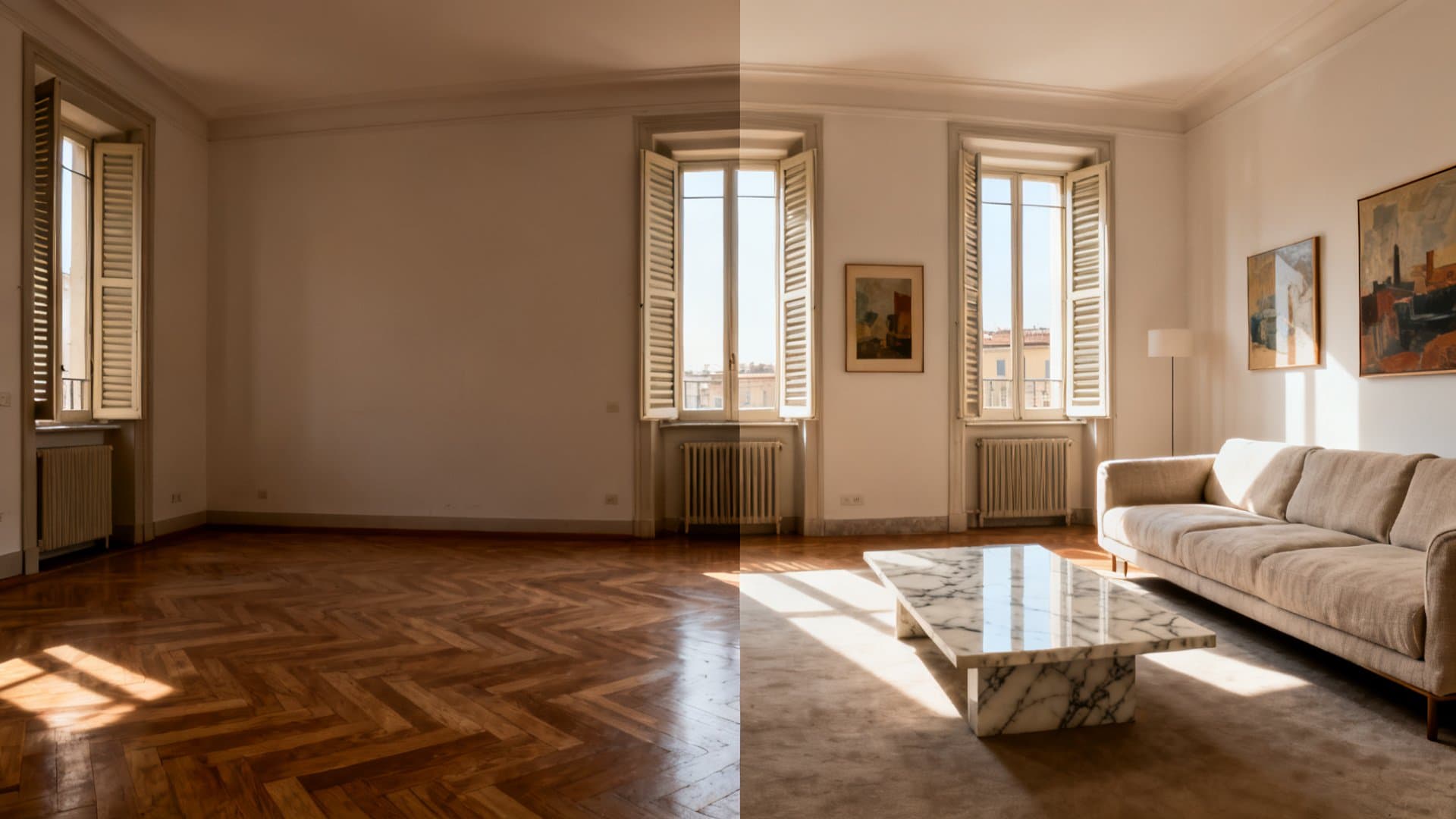 Virtual staging appartamenti: trasformazione digitale da vuoto ad arredato con VisioCasa