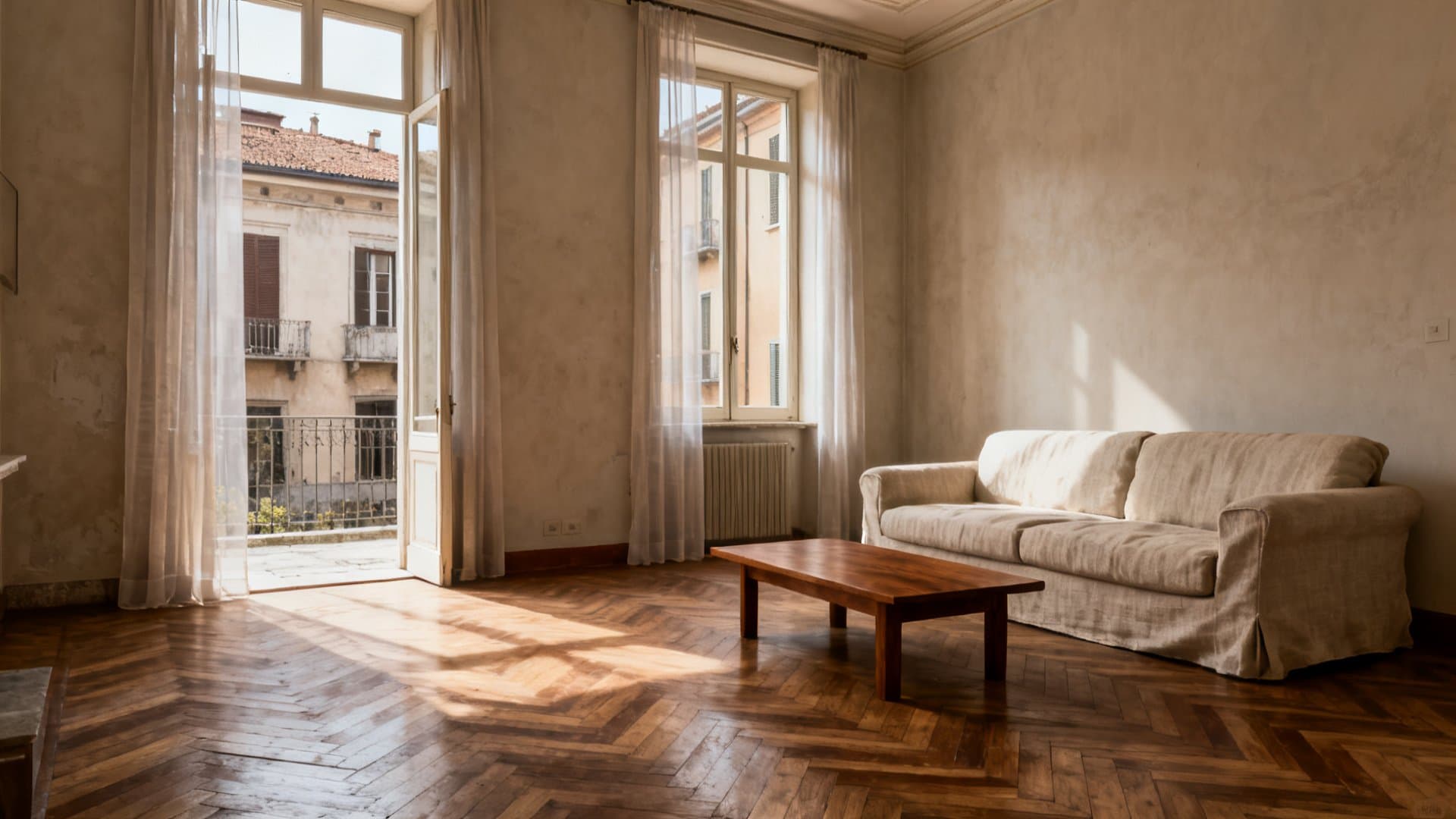 Appartamento virtualmente arredato con staging digitale per vendita immobiliare VisioCasa