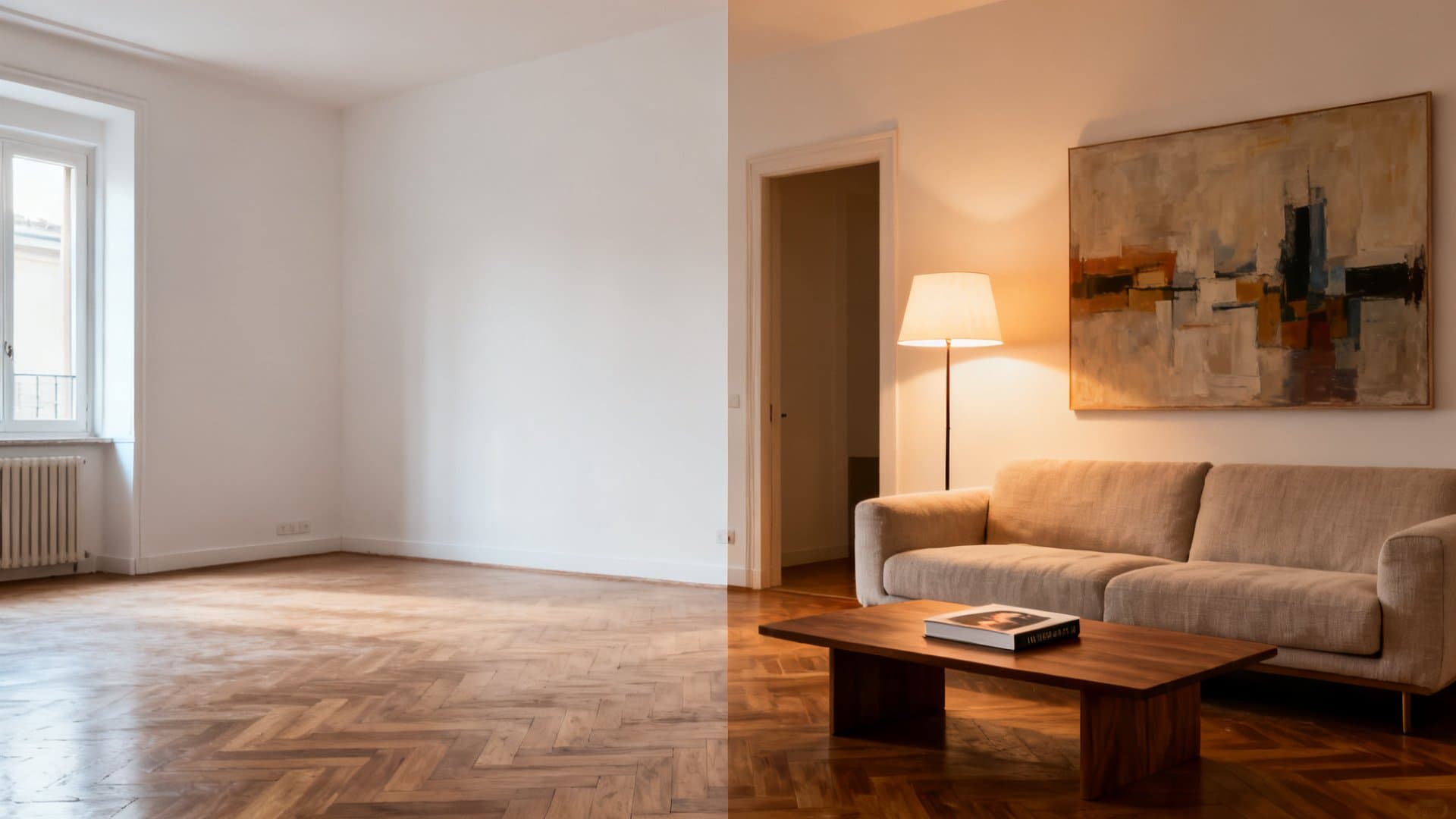 Virtual staging appartamenti: trasformazione da vuoto a arredato con VisioCasa