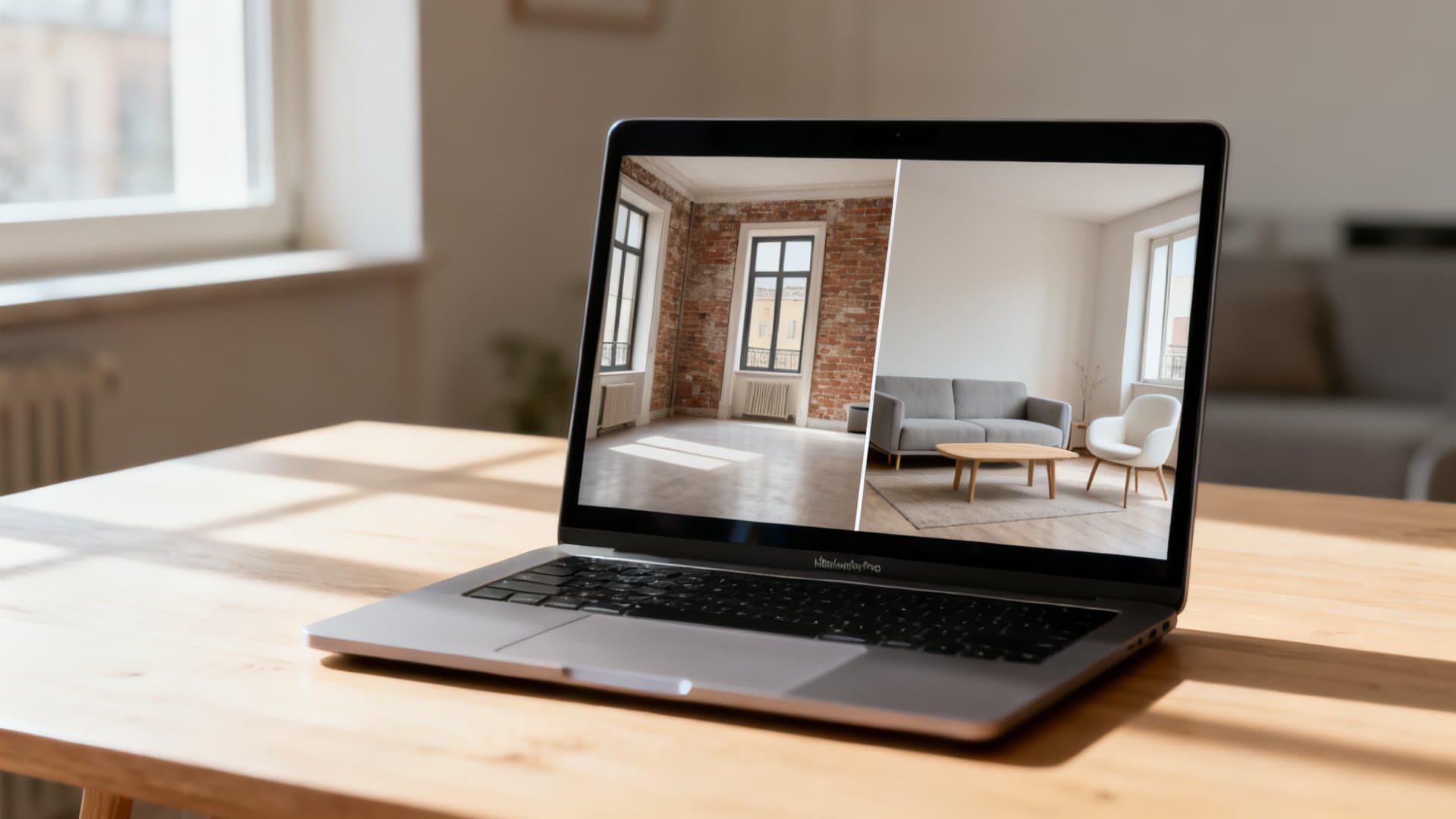 Interfaccia VisioCasa per arredamento casa minimal con confronto prima/dopo