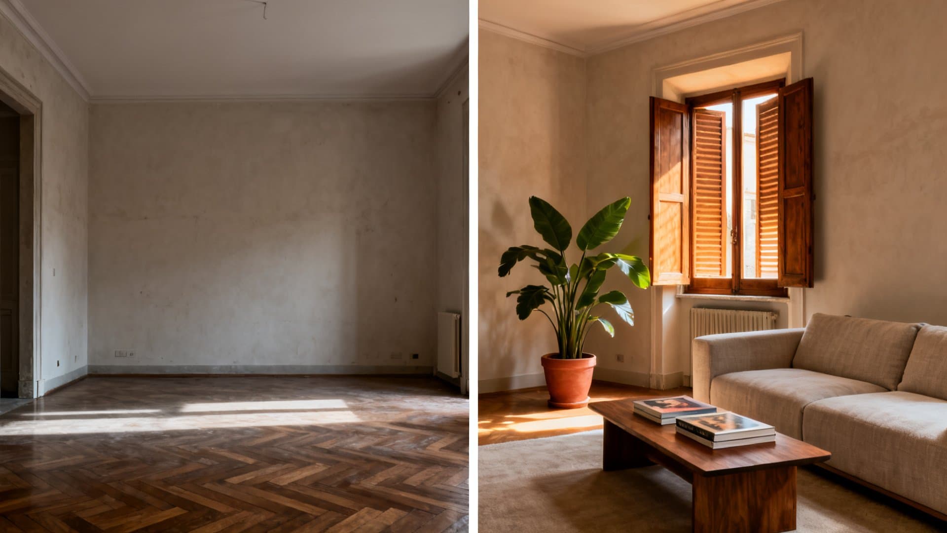 Virtual staging appartamenti: confronto prima e dopo con VisioCasa per valorizzare immobili