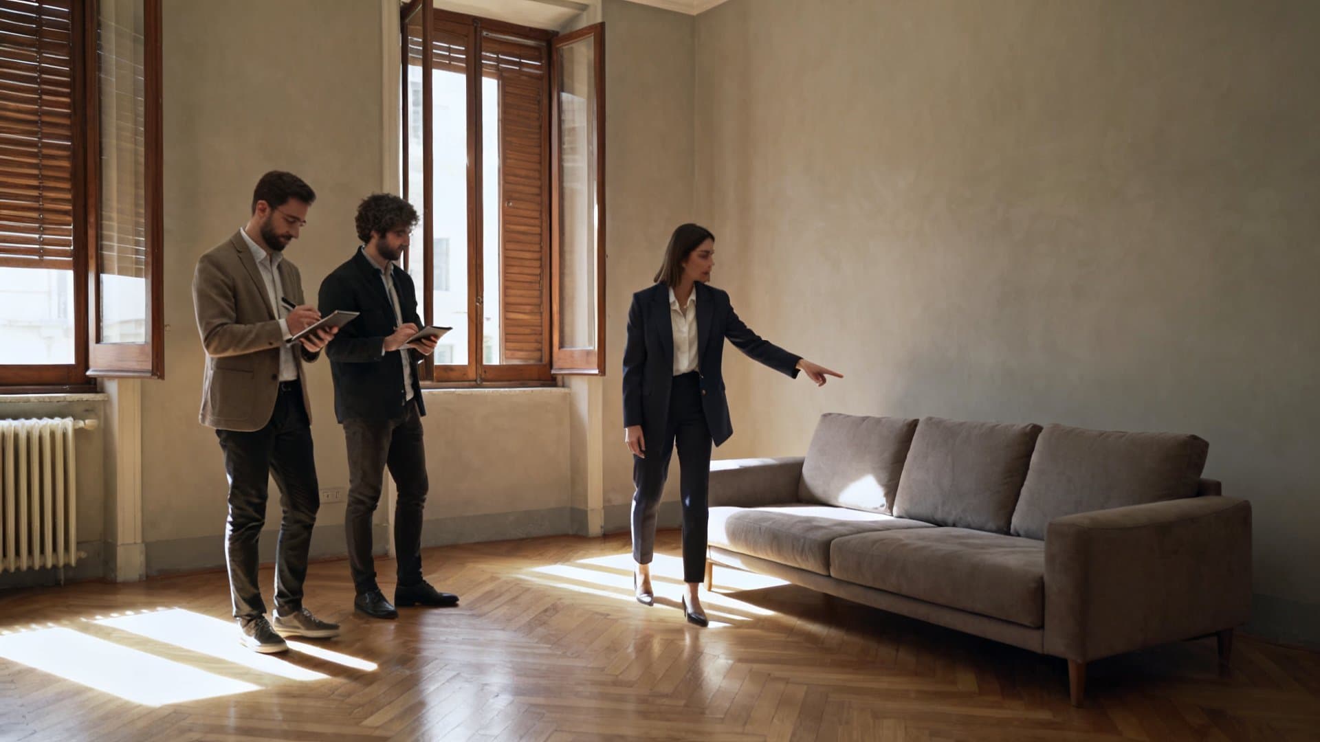 Agenti immobiliari valutano un appartamento durante consulenza home staging con VisioCasa