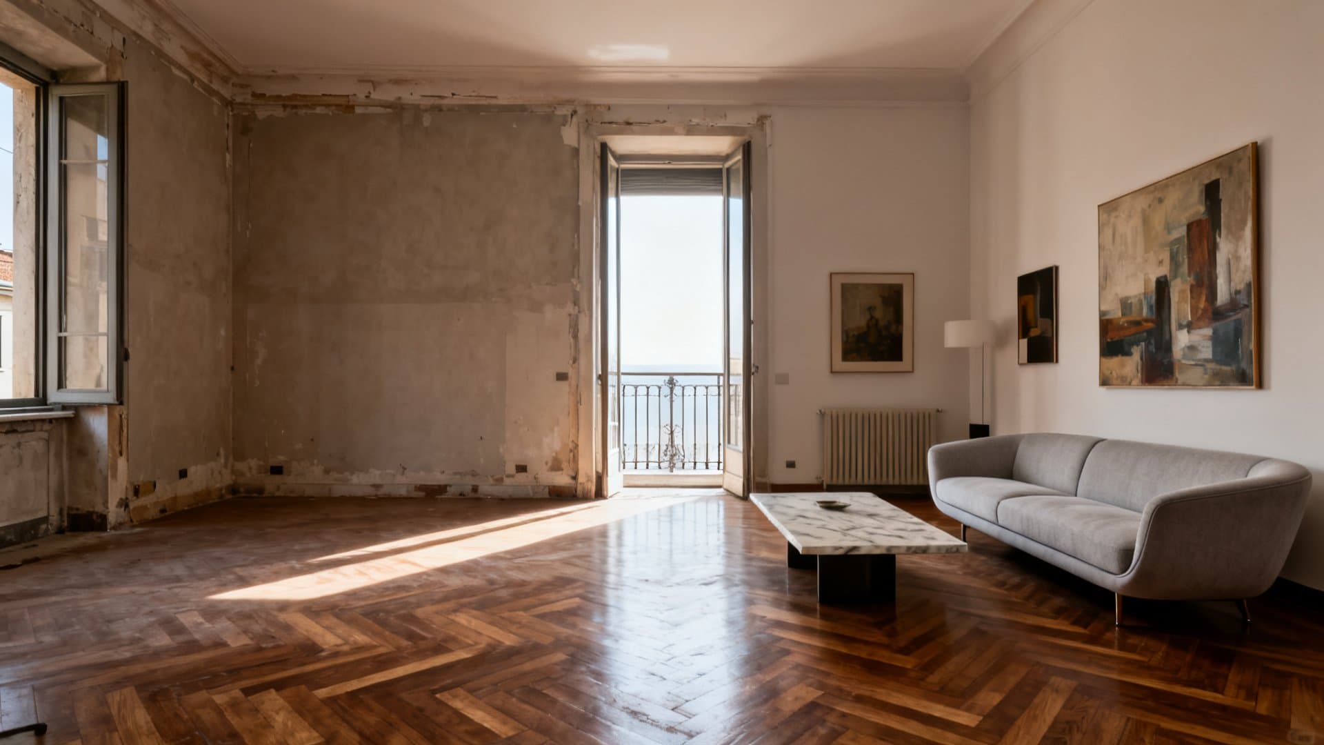 Virtual staging appartamenti: trasformazione digitale di un salone milanese con VisioCasa