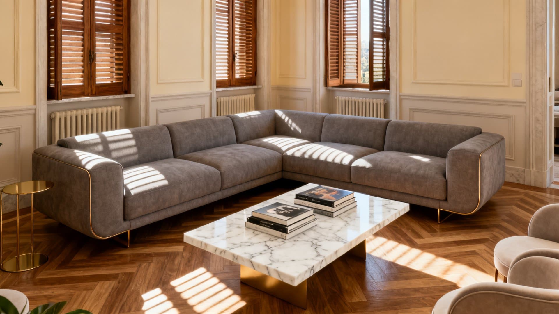 Virtual staging appartamenti con salotto milanese arredato digitalmente VisioCasa
